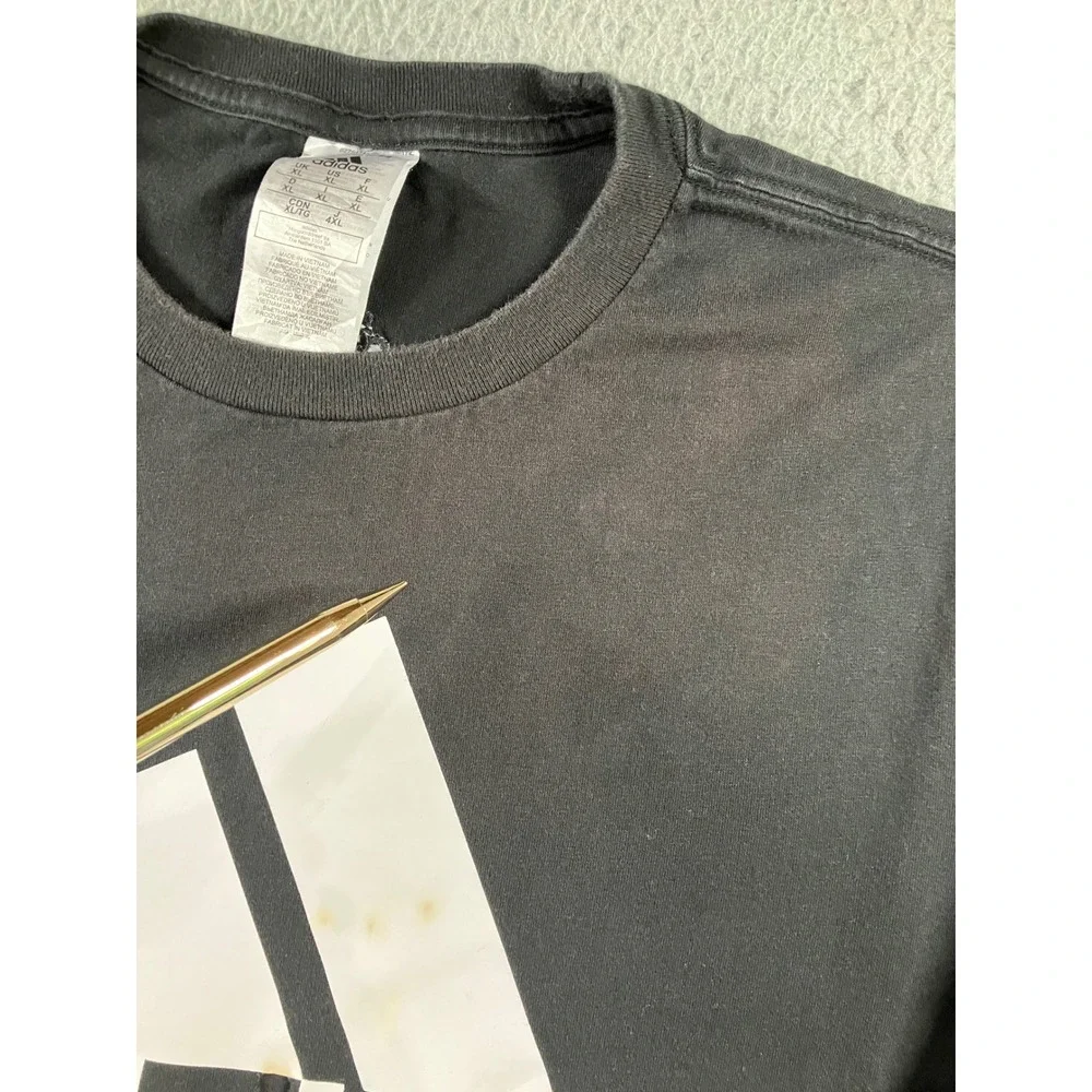 Adidas L/S Shirt Men XL Black Graphic Badge of Sport Logo Tee Baggy Thrashed